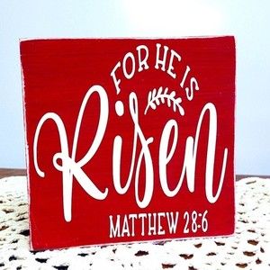 Handmade Tiered Tray Decor/Mini Wood Sign/For He Is Risen/Handmade Faith Decor